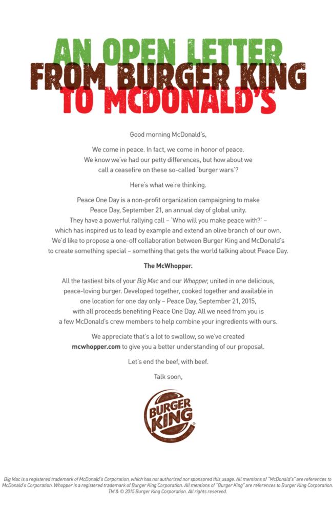 McWhopper open letter