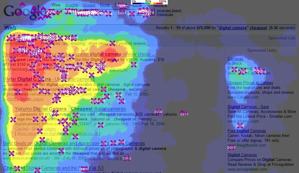 Eye tracking of Google search results